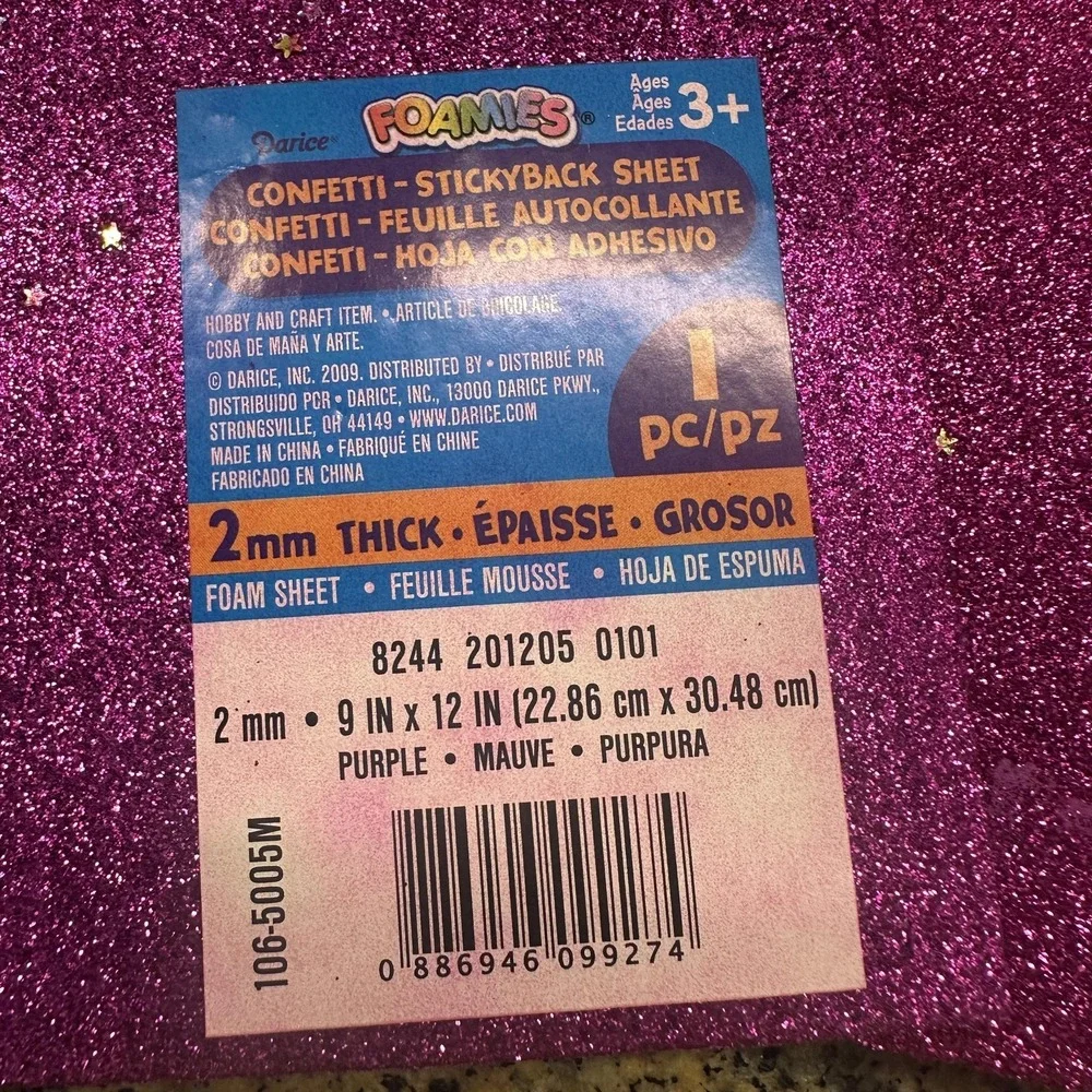 Foamies Confetti Stickyback Foam Sheets‎ Lot Of 5 9x12 Multi Color Craft DIY
